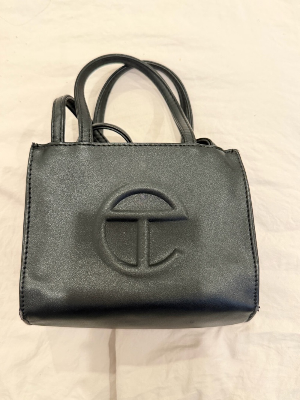 Telfar Black Mini Tote with Embossed Logo